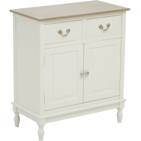 Interiors by Premier 2 Drawer Ivory Sideboard Cabinet, Pine Wood Storage Side Board for Kitchen, Dinning Room, Hallway, & Office