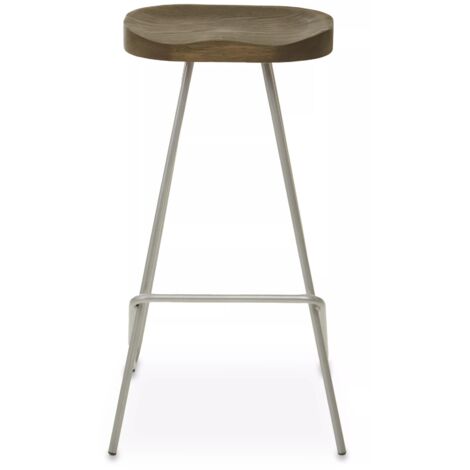 Interiors by Premier Silver Metal Frame Bar Stool, Sleek Kitchen Stool with Footrest, Contemporary Stool for Bar Counter (1/5)