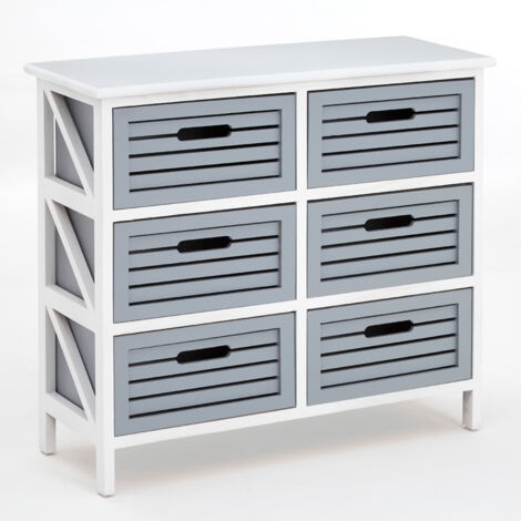 Premier Housewares Vermont 6 Grey Drawers Unit
