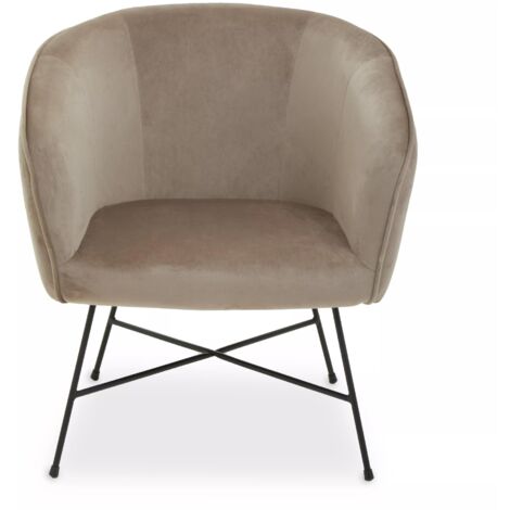 Interiors by Premier Mink Velvet Chair, Comfy Mink Outdoor Metal Legs Velvet Chair, Effortless Cleaning Velvet Chair (1/5)