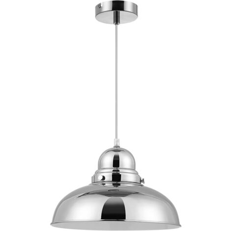 Premier Housewares Jasper Bowl Shaped Pendant Light with Chrome Finish (1/5)