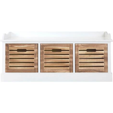 Interiors by Premier Natural and White 3 Drawer Chest, Contemporary Drawer Chest, Modern Drawers Unit, White 3 Drawer Dresser Unit (1/5)