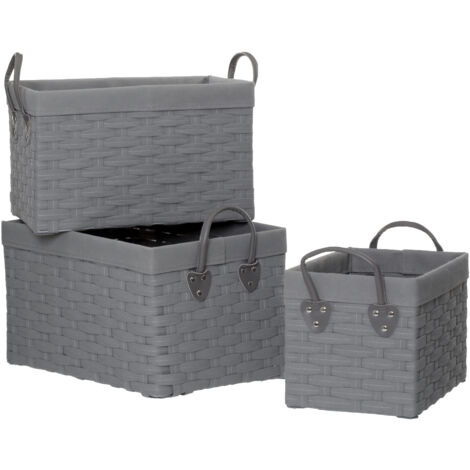 Premier Housewares Lida Lattice Grey Rectangular Storage Baskets (1/5)