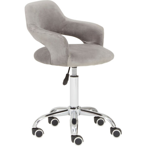Premier Housewares Grey Velvet Home Office Chair with Curved Back (1/5)