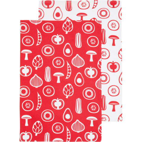 Premier Housewares Besa Red Tea Towels - Set of 2 (1/4)