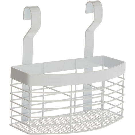 White iron hanging storage basket – Durable powder coated finish – Suitable for coordinating with Sorello matte black rail – Tough grill base – Premier Housewares (1/5)