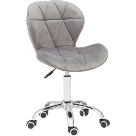 Premier Housewares Grey Velvet Quilted Home Office Chair (1/5)