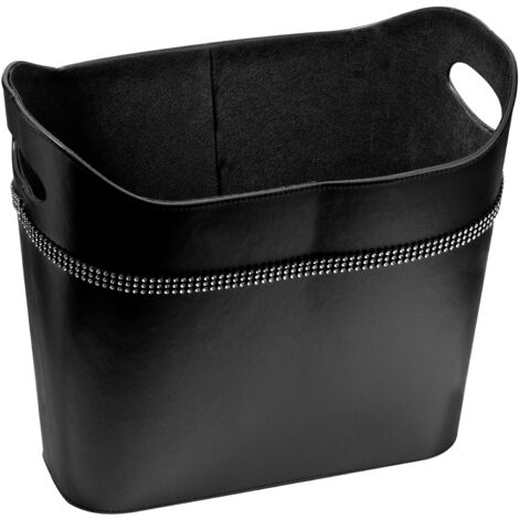 Premier Housewares Black Faux Leather Rounded Storage Box