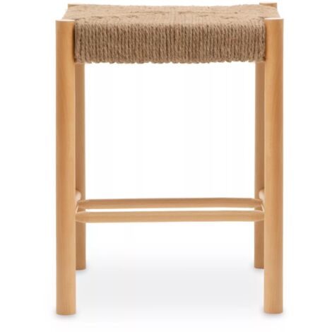 Interiors by Premier Comfortable Contemporary Natural Wood Stool, Handwoven Bedroom Stool, Easy To Maintain Lounge Stool (1/5)