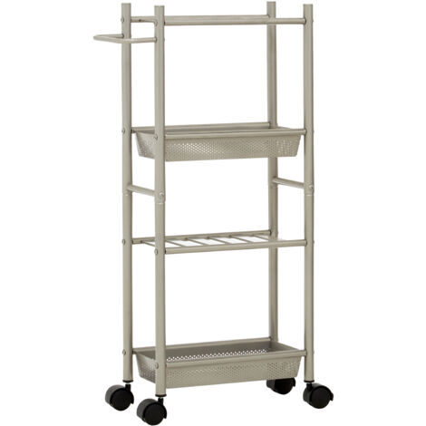 Premier Housewares 4 Tier Brush Nickel Trolley with 2 Baskets (1/5)