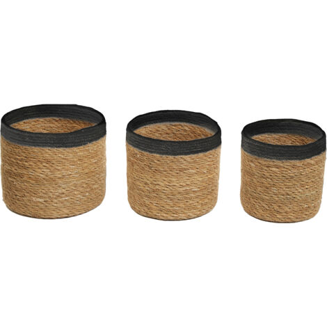 Premier Housewares Set of Three Natural and Black Baskets (1/5)