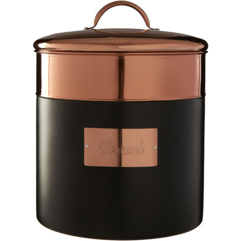 Premier Housewares Prescott Charcoal / Copper Bread Bin
