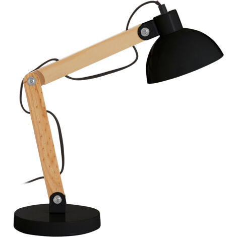 Interiors by Premier Contemporary Black Wood Table Lamp, Versatile Bedside Table Lamp, Modern Rustic Livingroom Table Lamp (1/5)