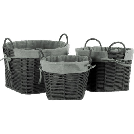 Premier Housewares Lida Grey Round Storage Baskets - Set of 3 (1/5)