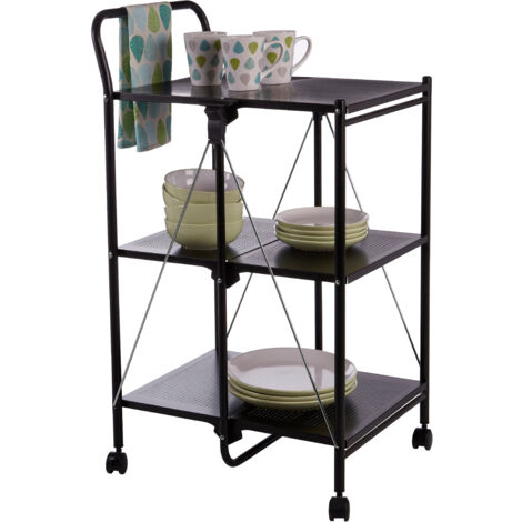 Premier Housewares Black Rectangular Folding Kitchen Trolley