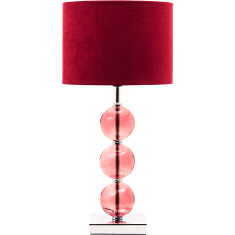 Premier Housewares Mistro Red Suede Effect Shade Table Lamp