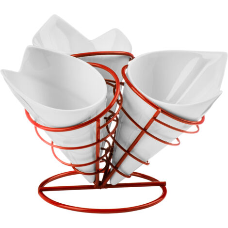 Premier Housewares French Fry 3 Cones Set with Red Metal Stand (1/3)