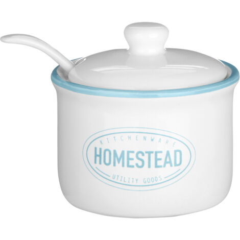 Premier Housewares Homestead Sugar Pot with Lid & Spoon - 130ml (1/4)