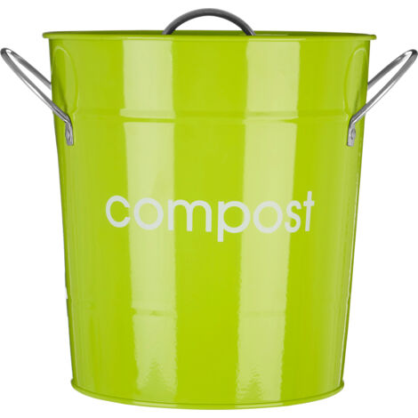 Interiors By Premier Attractive Look Lime Green Compost Bin, Durable Compost Bin For Kitchen, Convenient Kitchen Compost Bin
