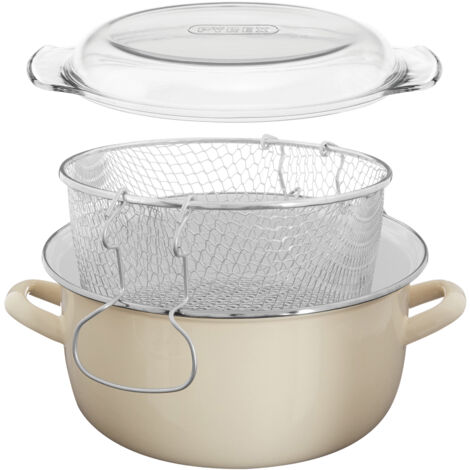 Premier Housewares Cream Enamel on Steel Deep Fryer (1/5)