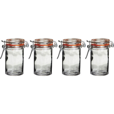 Premier Housewares Round Glass Clip Top Jars - Set of 4