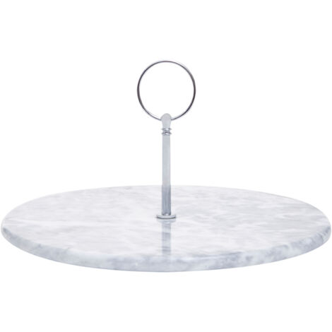 Premier Housewares Grey Marble Cake Stand with Silver Handle (1/4)