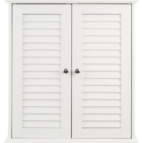 White wood wall cabinet 2 doors – Adjustable shelf – Magnetic latch – For kitchen storage – 80cm width – 60cm height – Premier Housewares (1/6)