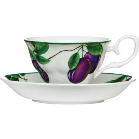 Interiors By Premier Durable Design Fruits Sugar Plum Cup And Saucer, Durable Tea Set, Bone China Cup And Saucer For Bedroom (1/2)
