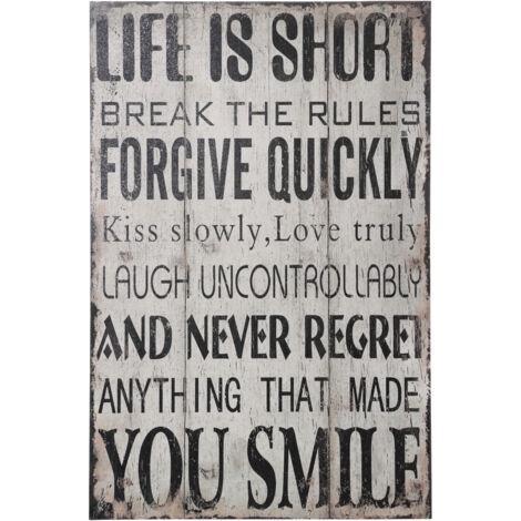 Premier Housewares Life Is Short Break the Rules Wall Plaque (1/3)
