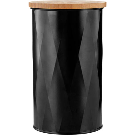 Premier Housewares Rhombus Black Metal Medium Round Storage Canister (1/4)