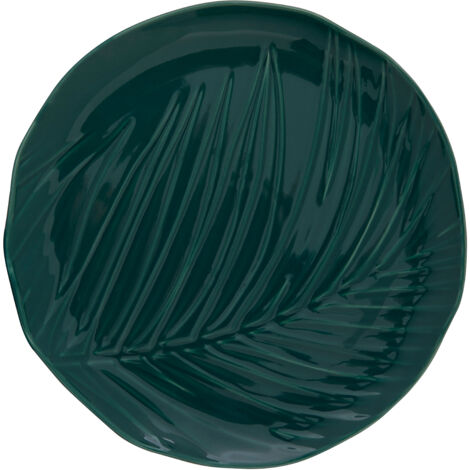 Interiors By Premier Textured Side Plate,Dark Green Porcelain Dish,Embossed Ceramic Plate,Decorative Dinner Plate For Meals (1/4)