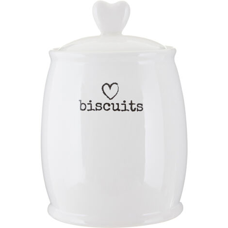 Interiors By Premier Chic Design White Dolomite Biscuit Canister, Functional Design Canister, Durable Canister For Ingredients