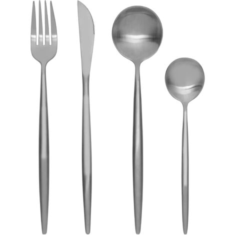 Premier Housewares Modern Retro 16 Pc Matte Silver Cutlery Set (1/5)