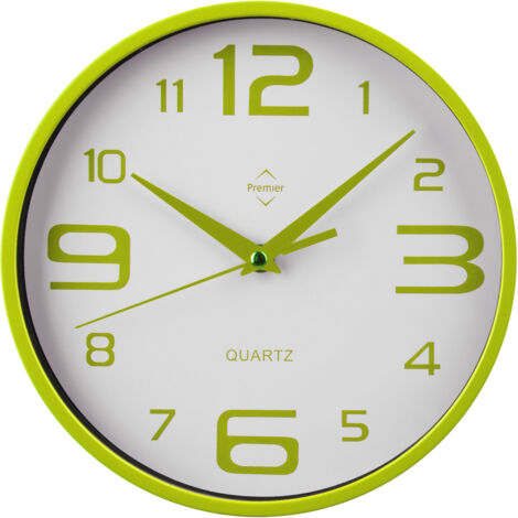 Premier Housewares Lime Green and White Plastic Wall Clock