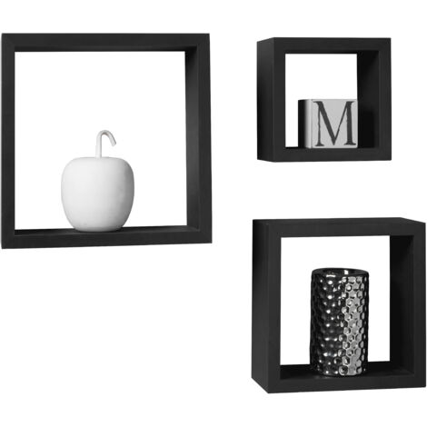 Premier Housewares Black Wall Cubes - Set of 3