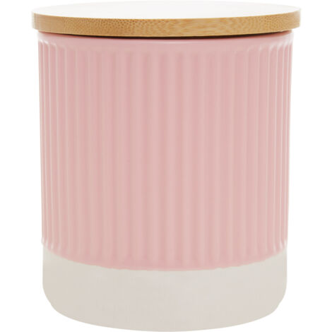 Interiors By Premier Modern Cylindrical  Pink 550ml Storage Canister,Two-Tone Container With Ribbed Texture,Airtight Kitchen Jar
