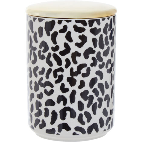 Interiors By Premier Large Stoneware Canister,Black & White Finish Container With Gold Reflective Lid,Handcrafted Container (1/5)
