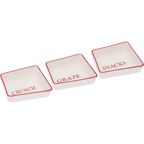 Interiors By Premier Versatile Set Of Three Hollywood Snack Dish, Premium Porcelain Snack Dish For Guests, Practical Snack Tray (1/2)