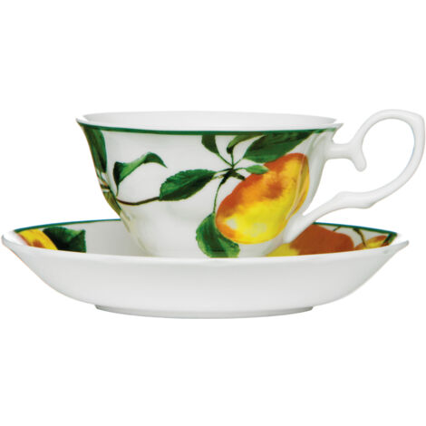 Interiors By Premier Elegant Design Apple Cup And Saucer, Durable Cup And Saucer, Bone China Small Cup And Saucer For Bedroom (1/2)