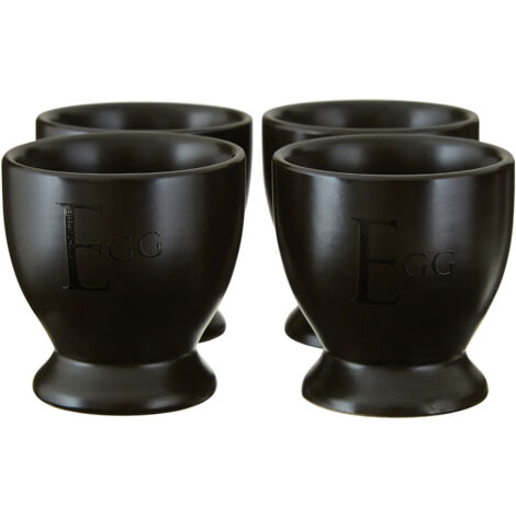 Interiors By Premier Stylish Design Set Of Four Black Text Egg Cups, Cermaic Design Best Egg Cups, Versatile Ceramic Egg Cups (1/2)