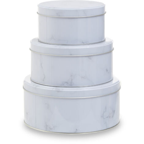 Premier Housewares Set of Three White Marble Effect Storage Tins (1/5)