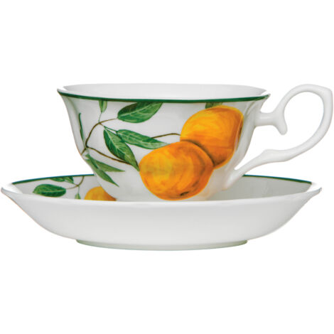 Interiors By Premier Elegant Design Fruits Orange Grove Cup And Saucer, Durable Tea Set, Bone China Cup And Saucer For Bedroom (1/2)