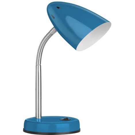 Interiors by Premier Blue Gloss Desk Lamp, Adjustable Living Room Desk Lamp,  Minimalistic Desk Lamp for Reading & Writing