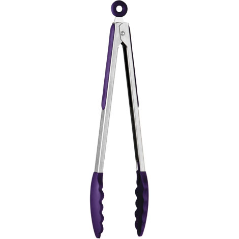 Interiors By Premier Stainless Steel and Purple Silicone Tongs,Heat-Resistant Food Tongs With Non-Slip Grip,Locking Kitchen Tongs (1/5)