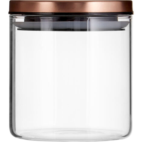 Rose gold lid 550ml glass storage jar – Airtight seal for food freshness – Durable design for kitchen organization – H11 x L10 x W10 cm – Premier Housewares (1/4)