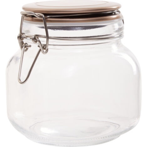 Premier Housewares Square Glass Jar With Champagne Lid - 800Ml (1/4)