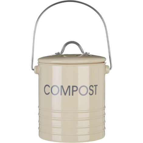Interiors By Premier Lightweight Design Cream Composite Bin With Handle, Durable Bin With Handle, Odour Control Storage Bin