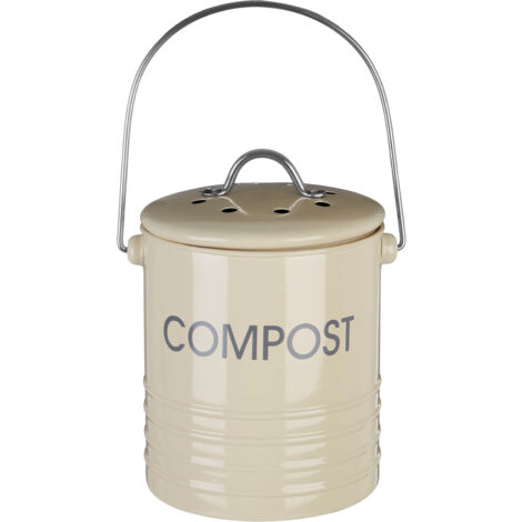 Interiors By Premier Lightweight Design Cream Composite Bin With Handle, Durable Bin With Handle, Odour Control Storage Bin