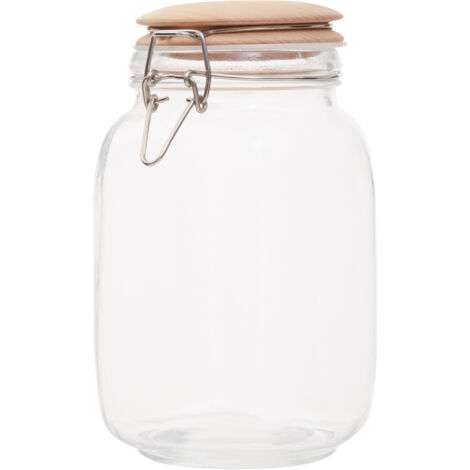Premier Housewares Square Glass Jar With Wooden Lid - 1550Ml (1/5)