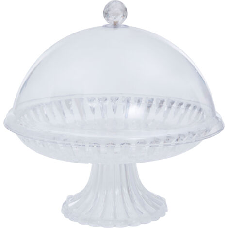 Interiors by Premier Clear Acrylic Cake Stand with Dome Lid, Elegant ...